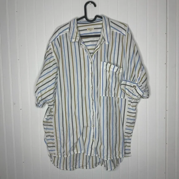 Anthropologie Pilcro Painter Buttondown Striped Oversized Shirt Size Large - Picture 4 of 14